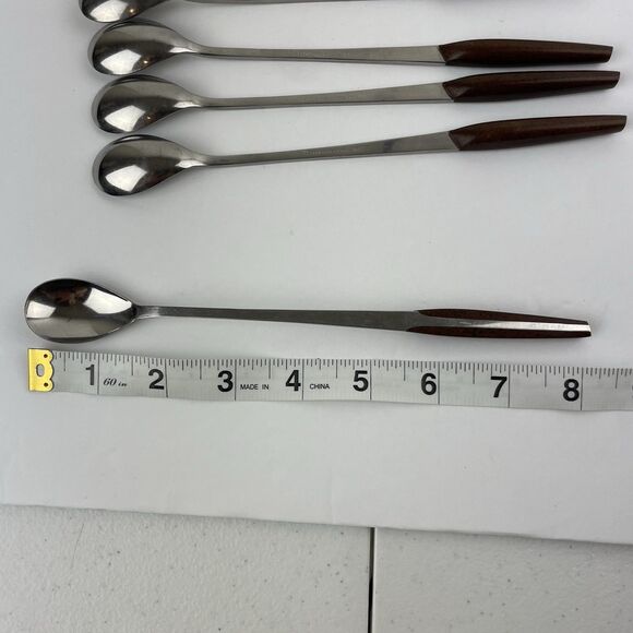 VTG ELDAN Stainless Flatware Spoons Forks Silverware Black Japan MCM 18 Piece - Picture 9 of 16